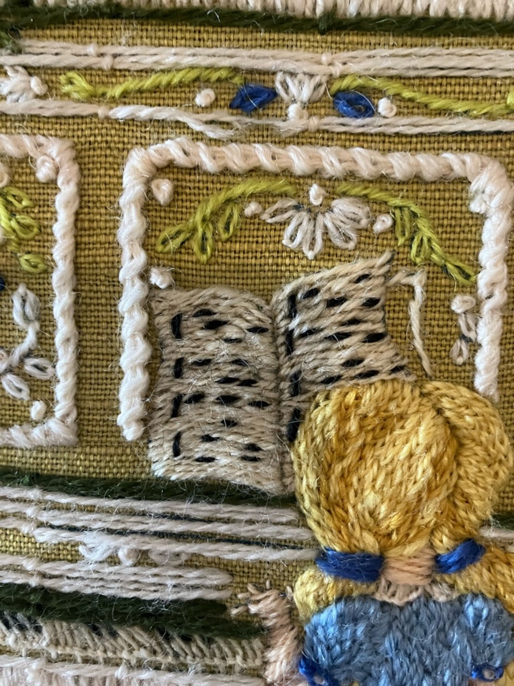 Girl playing piano stitched piece. Framed art. - Picture 9 of 13